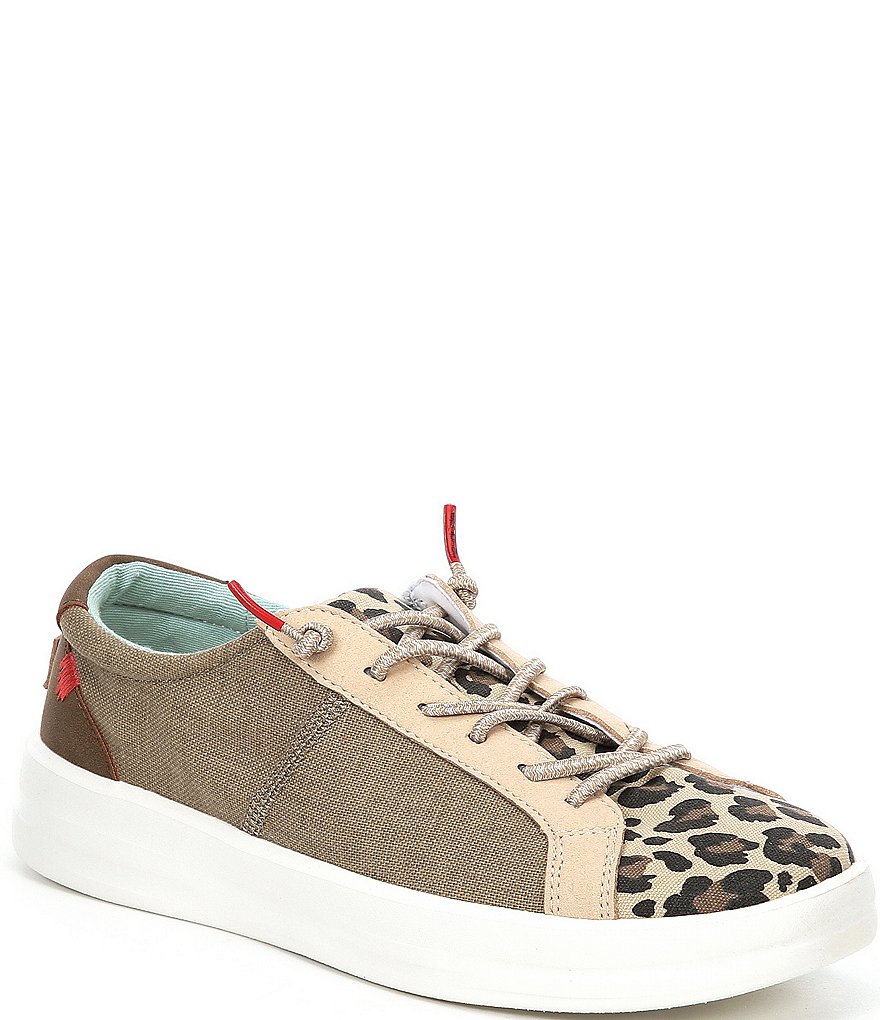 Hey Dude Women's Karina Leopard Print Washable Lace-Up Sneakers