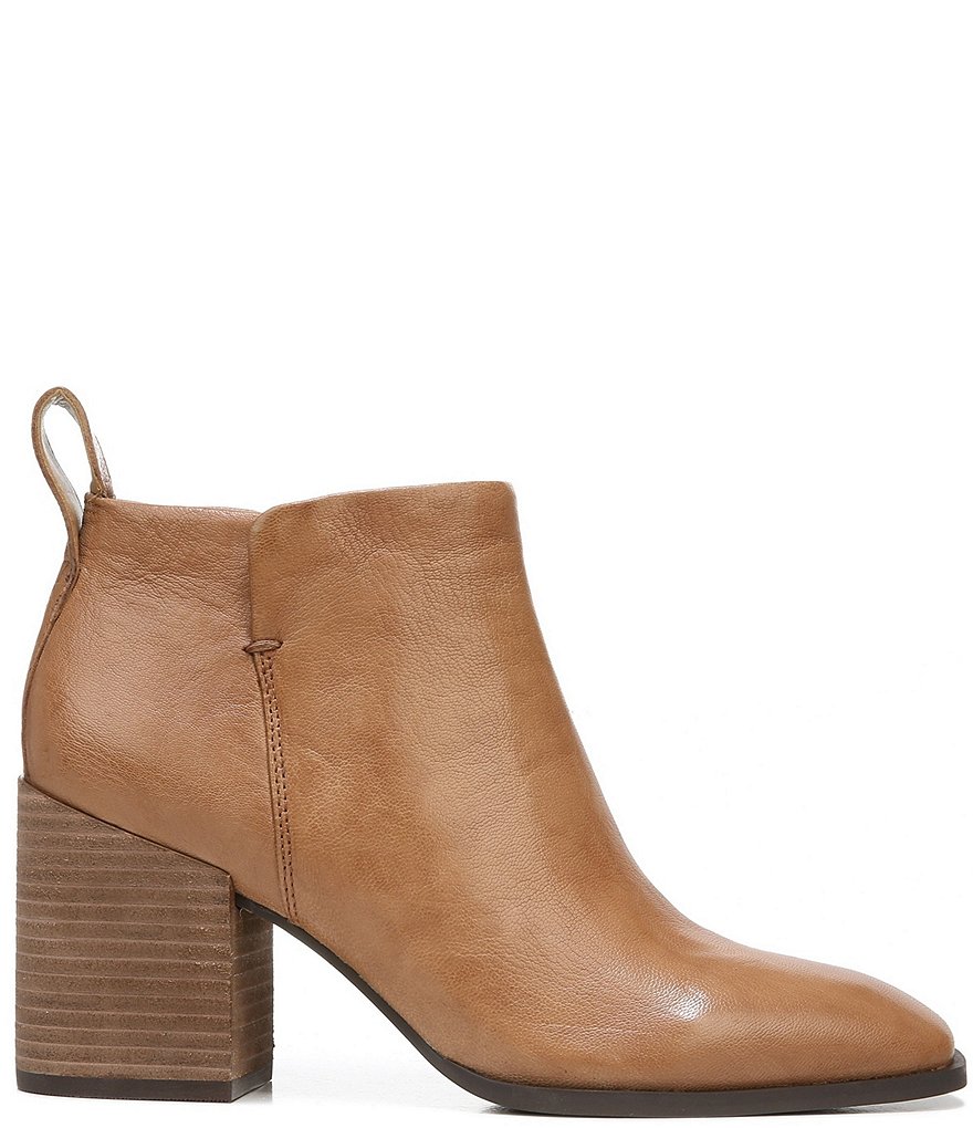 Vionic Lyssa Distressed Leather Square Toe Block Heel Booties