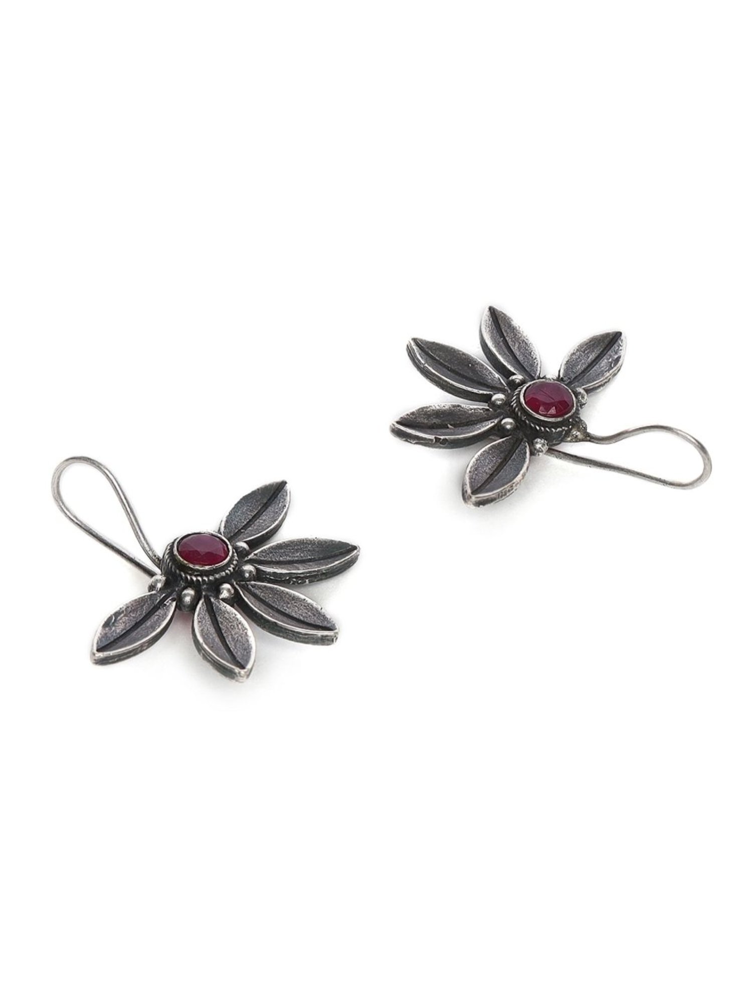 Aatmana Red Oxidized Floral Dangler Earrings for Women