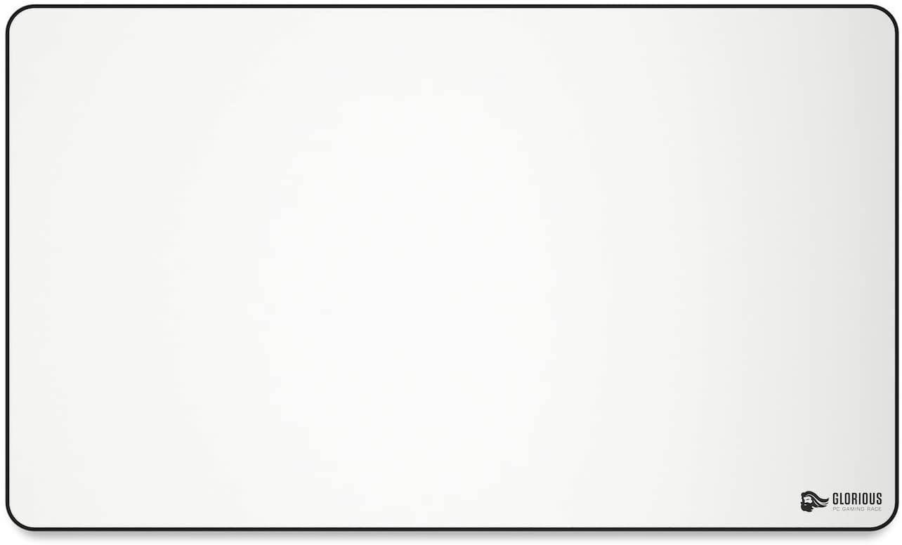 Glorious X-Large Extended Gaming Mouse Mat/Pad - Large, Wide (X-Large Extended) White Cloth Mousepad, Stitched Edges | 14"x24" (GW-P)