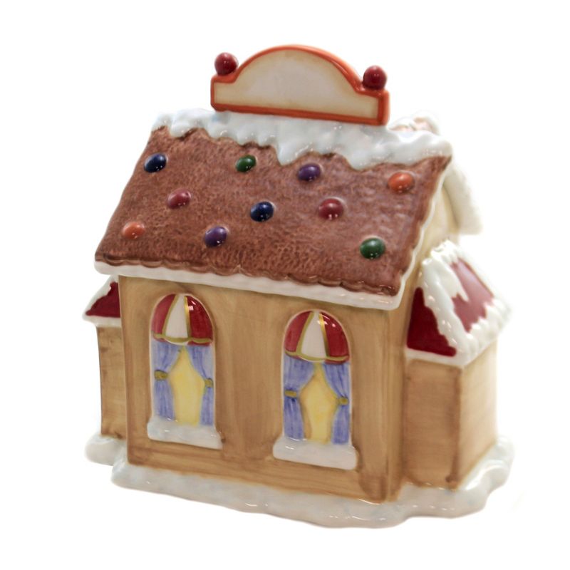 Tabletop 8.5" Santa's Village Candy Jar Christmas Gingerbread Cosmos Gifts Corp.  -  Food Storage Containers