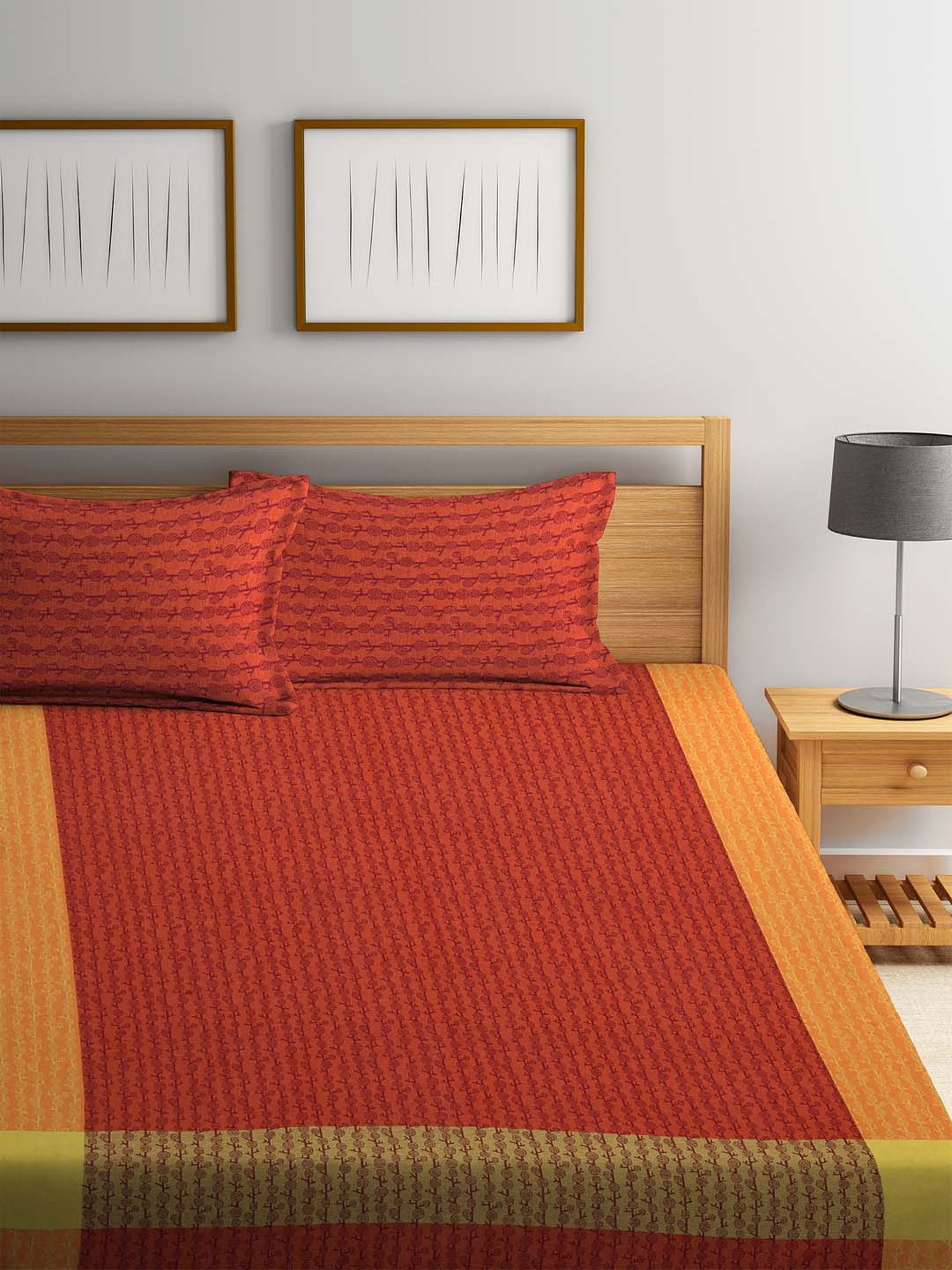 Klotthe Jacquard Collection Orange 300 TC Bed Linen Set