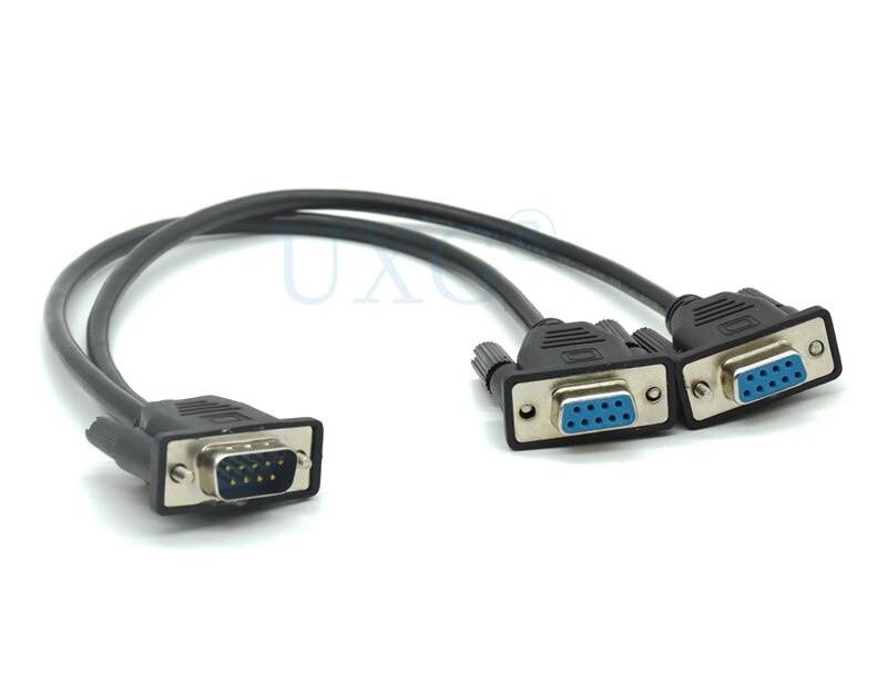 DB9 9Pin 1 to2 Rs232 Serial Cable Splitter Directly Connected COM 2 in 1 Data Cable Male to Female for Cash Register POS Display