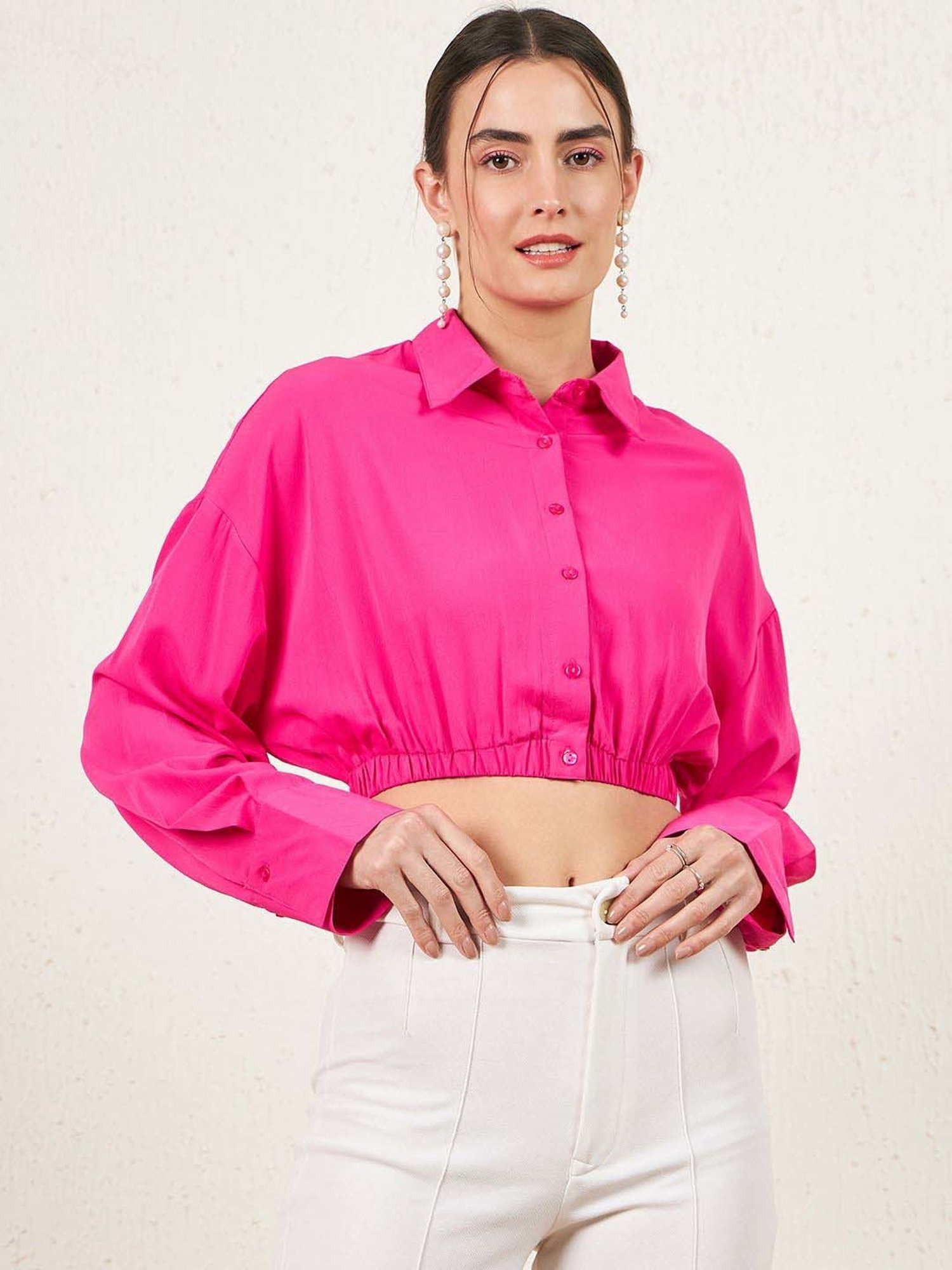 Rare Pink Slim Fit Crop Top