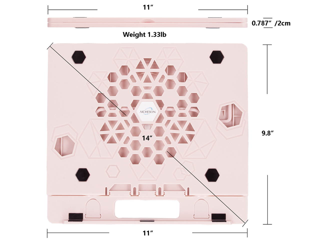 AICHESON 360&deg; Swivel Laptop Stand, Adjustable Height Portable Laptops Riser, Ergonomic Ventilated Rotatable Laptop Computer Holder Base, Pink