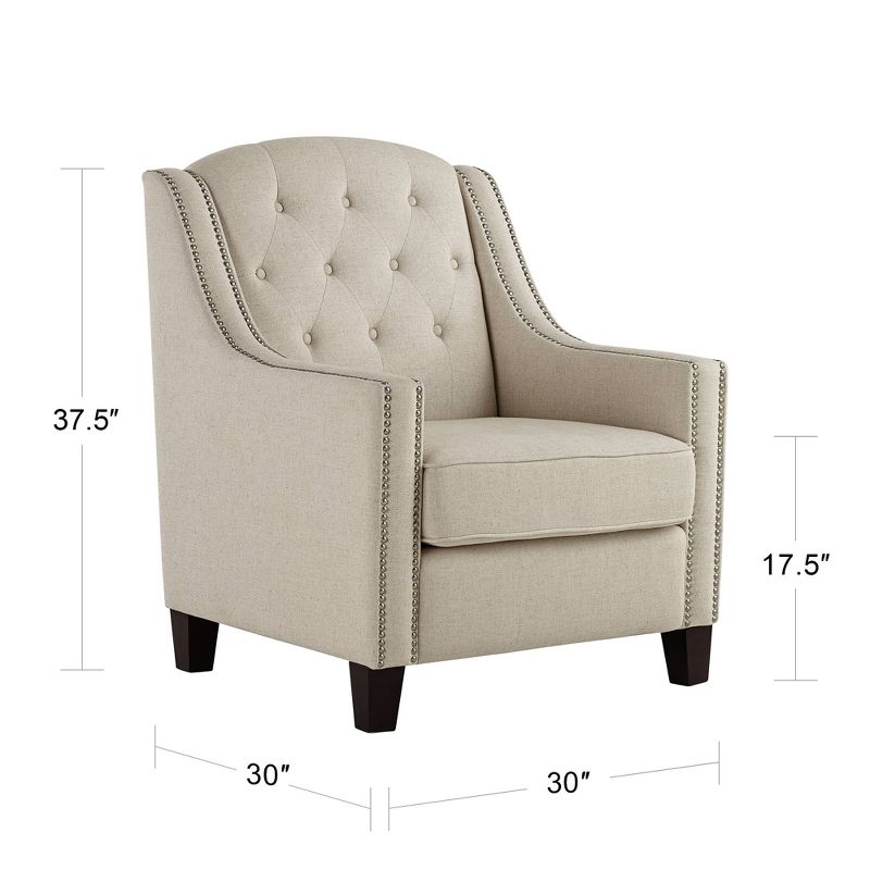 55 Downing Street Tivoli Beige Linen Tufted Armchair