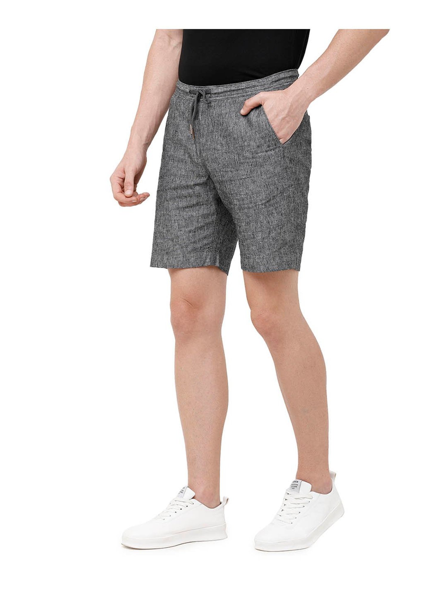 Cavallo By Linen Club Black Textured Shorts