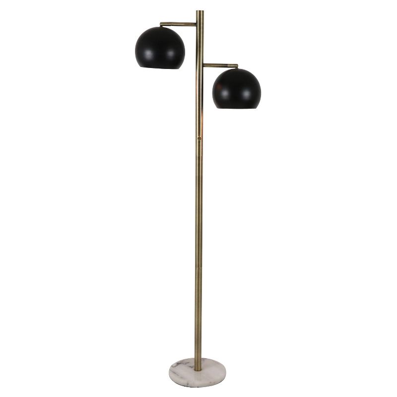 62" 2 Light Marble Morris Base Floor Lamp Brass - Decor Therapy