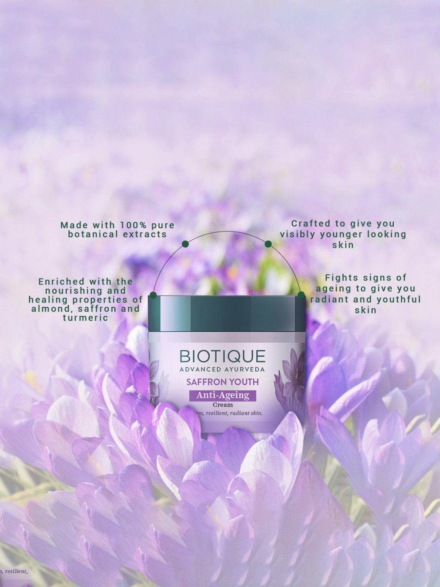 Biotique Saffron Youth Anti-Ageing Cream - 50 gm