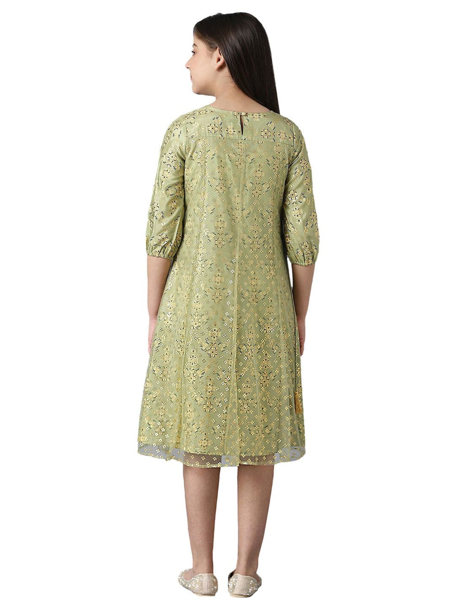 Aurelia Kids Green Floral Print Dress