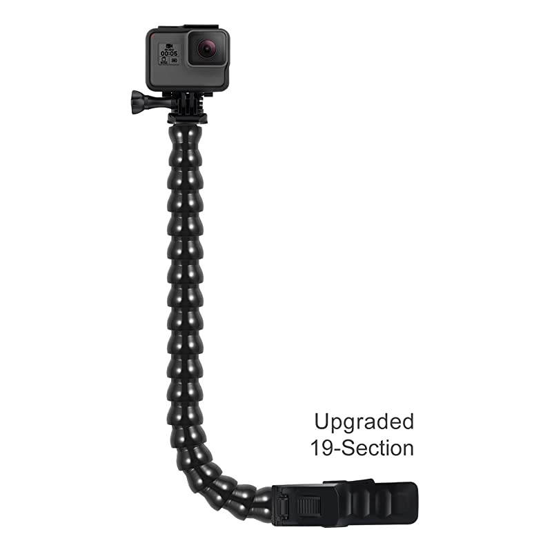 Upgraded  Jaws Flex Clamp Mount with Adjustable Gooseneck 19Section for GoPro Hero 8765 Hero 2018 FusionHero 5 SessionHero SessionHero 43+32 Xiaomi Yi AKASO EK7000 Action Camera