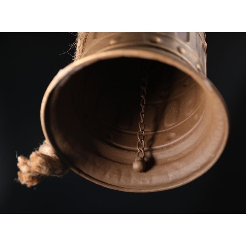 Vintiquewise Large Vintage Style Metal Decorative Bell with Rope for Garden and Home