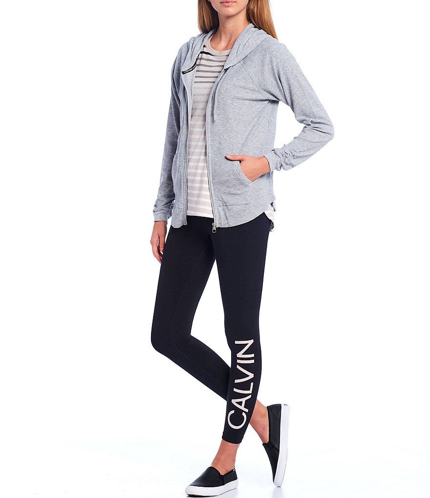 Splendid Knit Zip Up Drawstring Hoodie