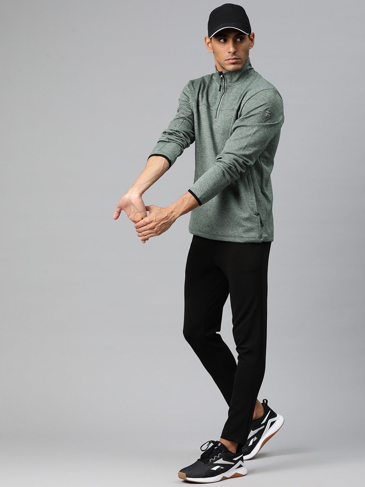 ALCIS Green Slim Fit Self Design Sweatshirt