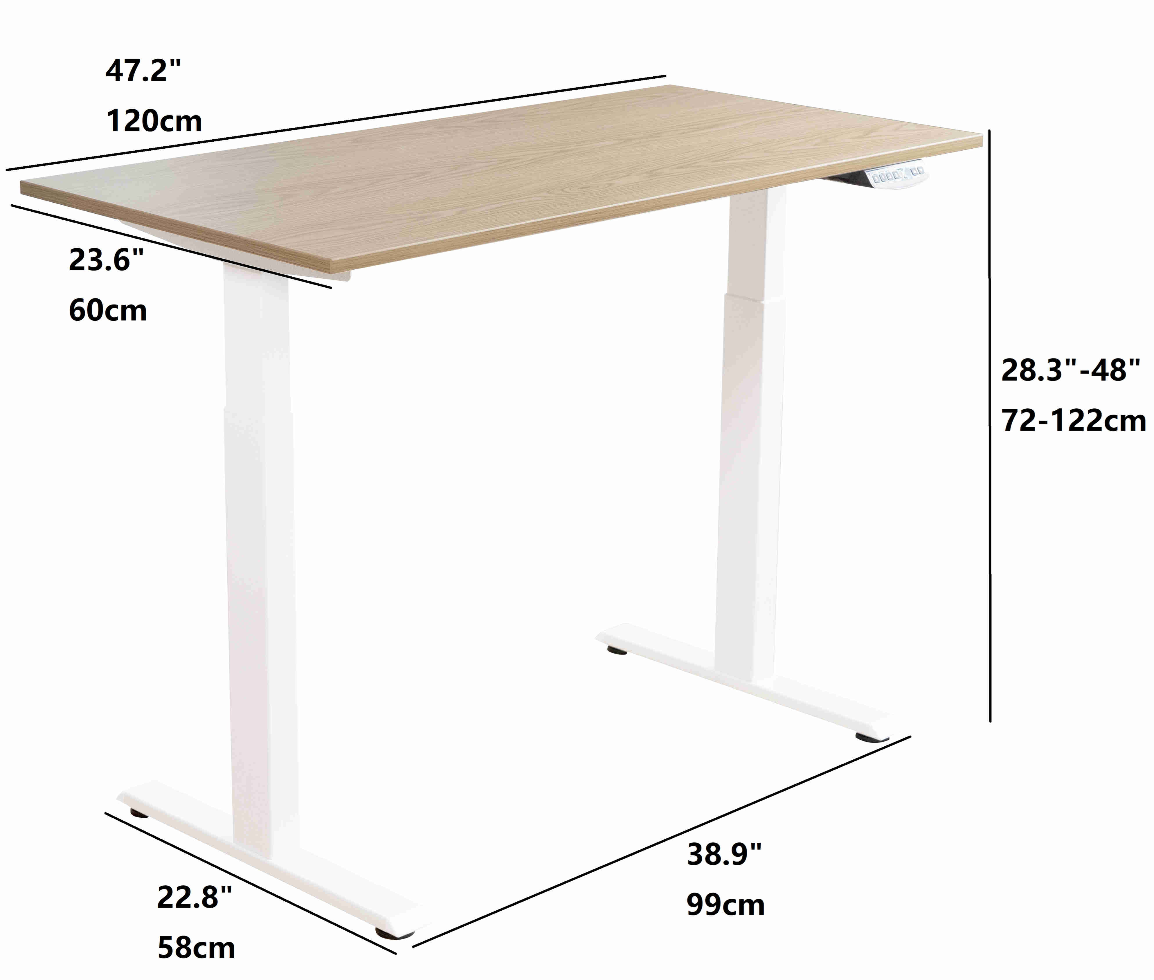 Electric Gaming Computer Desk Home Office Desk Height Adjustable Standing Desk With Dual German OKIN Motor White 47.2"Lx23.6"Wx28.3''-48''H