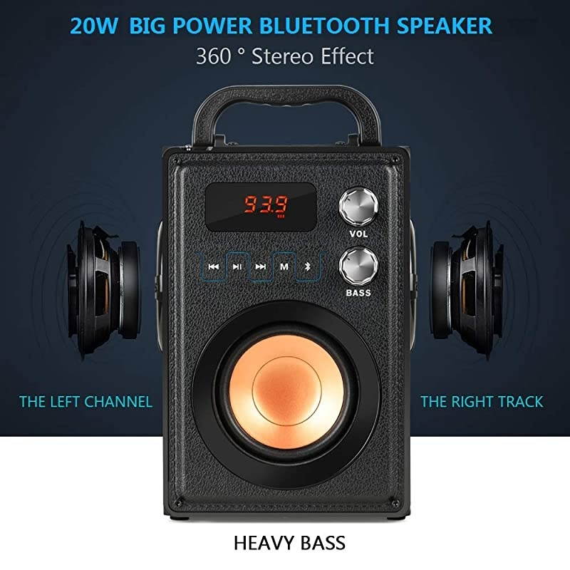 20W 30W Peak Portable Bluetooth Speaker with Subwoofer Rich Bass Wireless Stereo OutdoorIndoor Speakers Support Remote Control FM Radio TF Card for Home Party Smartphone Computer PC