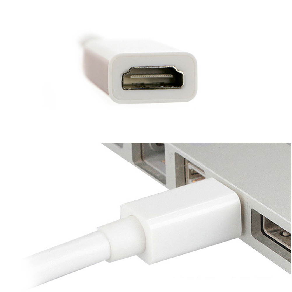 White Mini DisplayPort Display Port DP to HDMI Adapter Cable