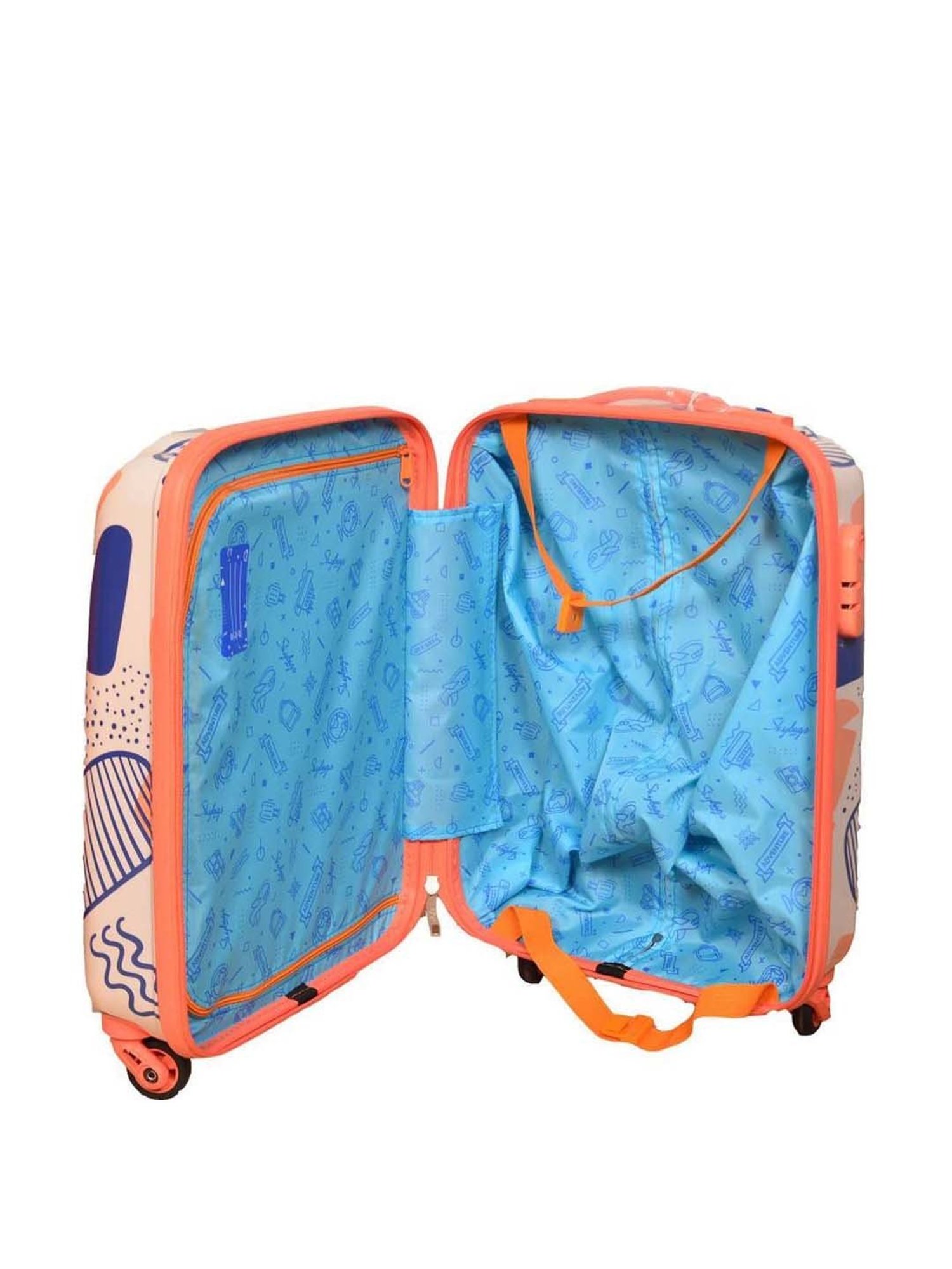 Skybags Luna Beige Printed Hard Small Trolley Bag - 35 cm