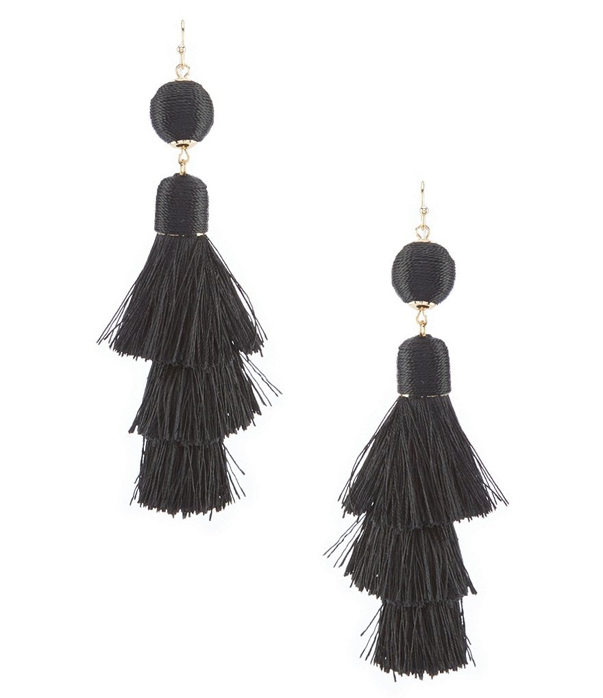 Anna & Ava Black Tiered Tassel Statement Earrings