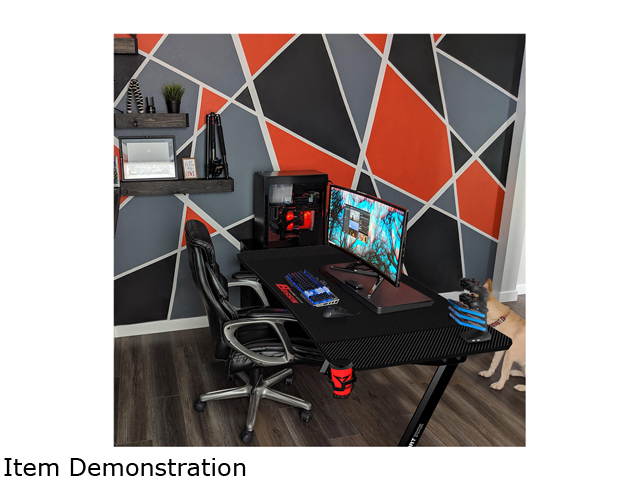 Bossin 44 Inch Ergonomic Gaming Desk, Z-Shaped Office PC Computer Desk with Large Mouse Pad, Gamer Tables Pro with USB Gaming Handle Rack, Stand Cup Holder&Headphone Hook