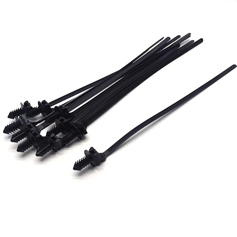 Fir Tree Push Mount Cable Ties 83quot x 02quot Heavy Duty Wire Ties with 80 Pounds Tensile Strength 03 x 032Inch Panel Hole Range Black 10Pack