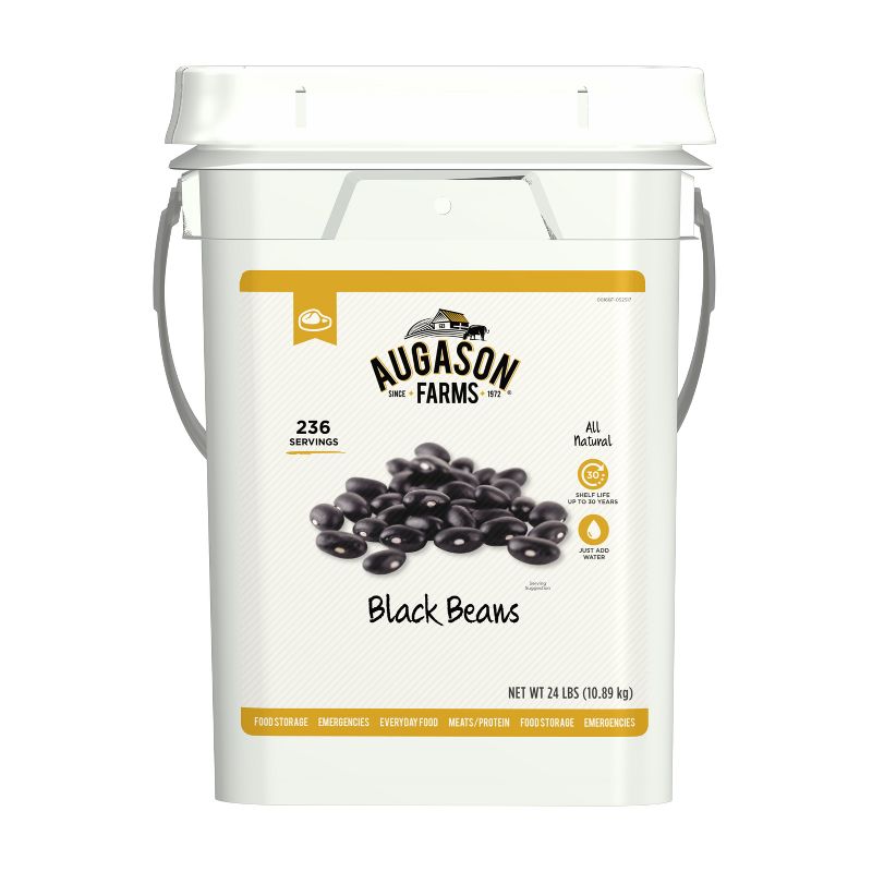 Augason Farms Black Beans Emergency Bulk Food Storage 4-Gallon Pail 236 Servings