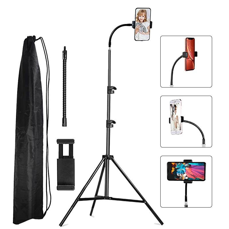 Phone Tripod,  22.8" to 67" Flexible Phone Tripod Stand with Phone Holder for Recording Video/Streaming/Vlogging/Live Broadcasting