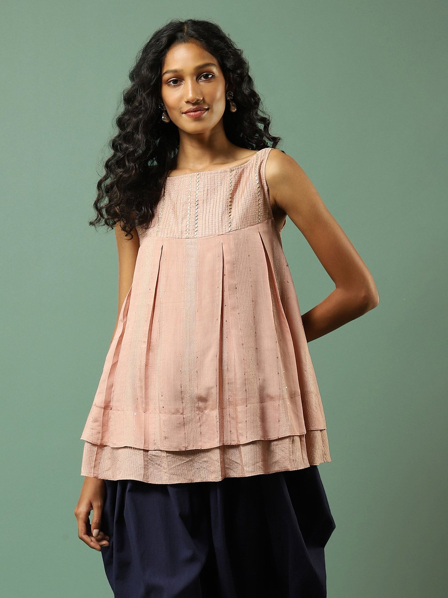 aarke Ritu Kumar Pink Embellished Top