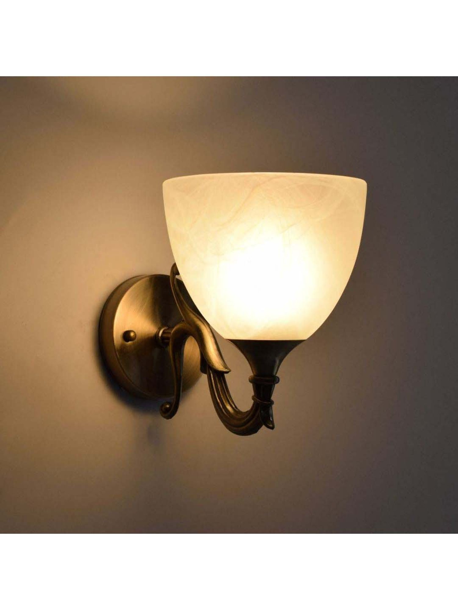 Kapoor E Illuminations White Toleo Stone Look Glass Antique Wall Light