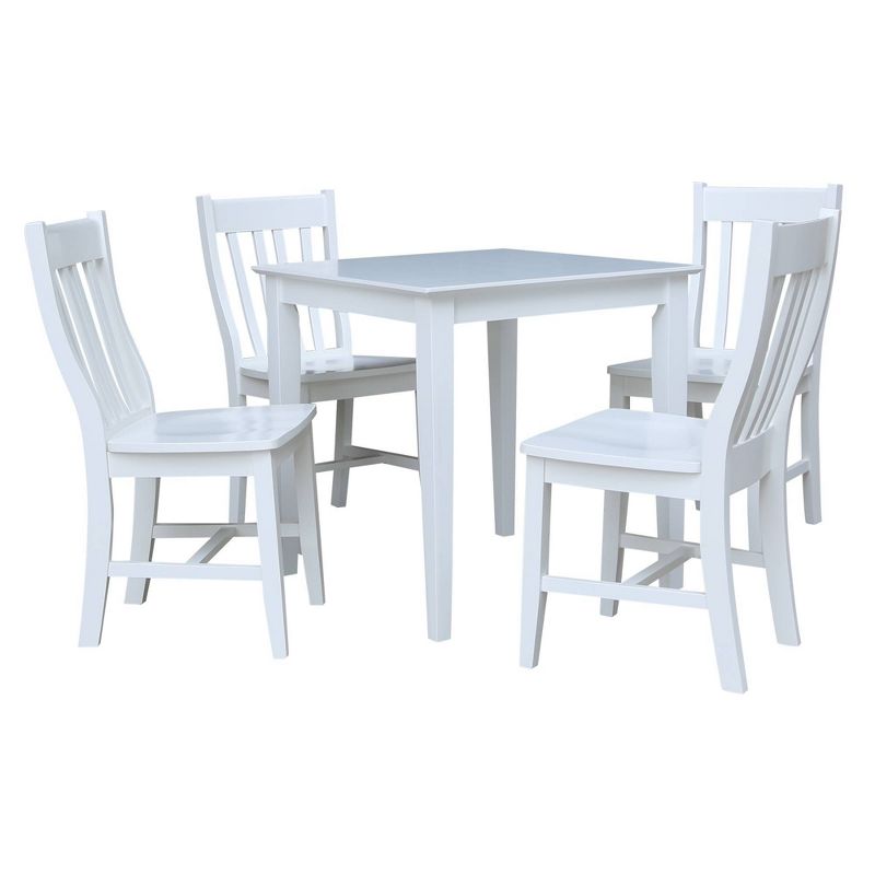 Set of 5 30"x30" Dining Table with 4 Cafe Chairs White - International Concepts