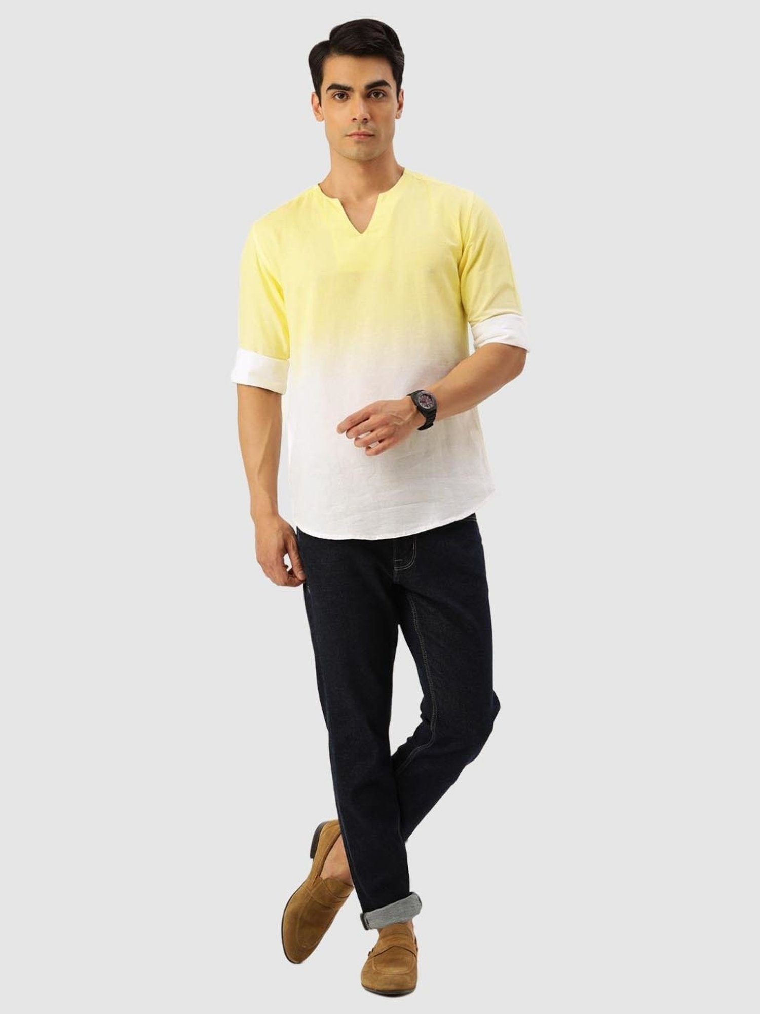 Bene Kleed Yellow Regular Fit Tie - Dye Shirt