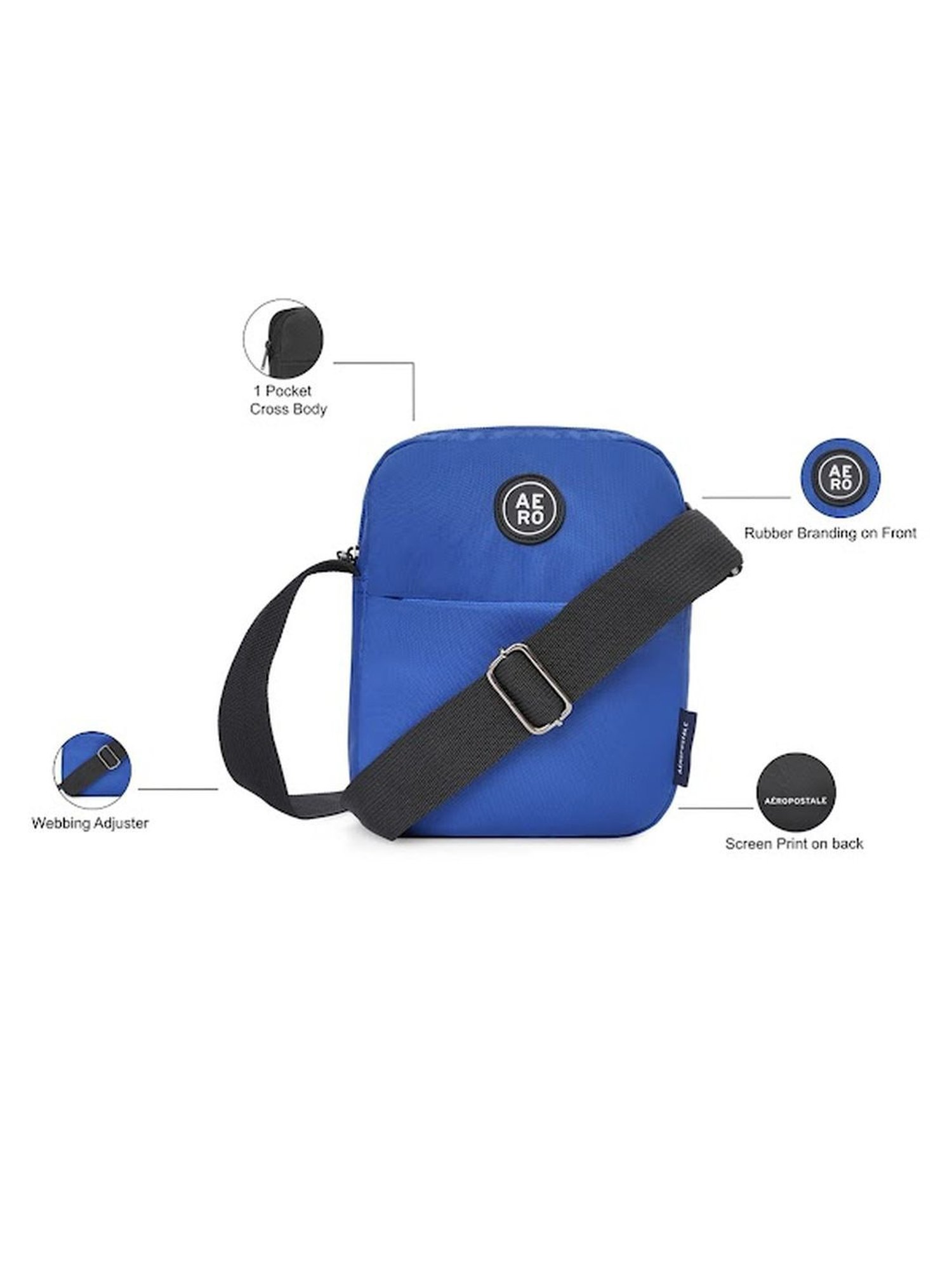 Aeropostale Eren Black Polyester Printed Cross Body Bag