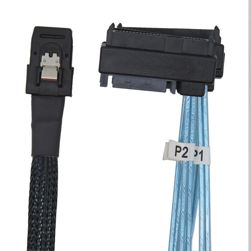 CableDeconn Internal Mini SAS 36pin SFF-8087 to (4) 29pin+15Pin SFF-8482 connectors with SATA Power 0.5M