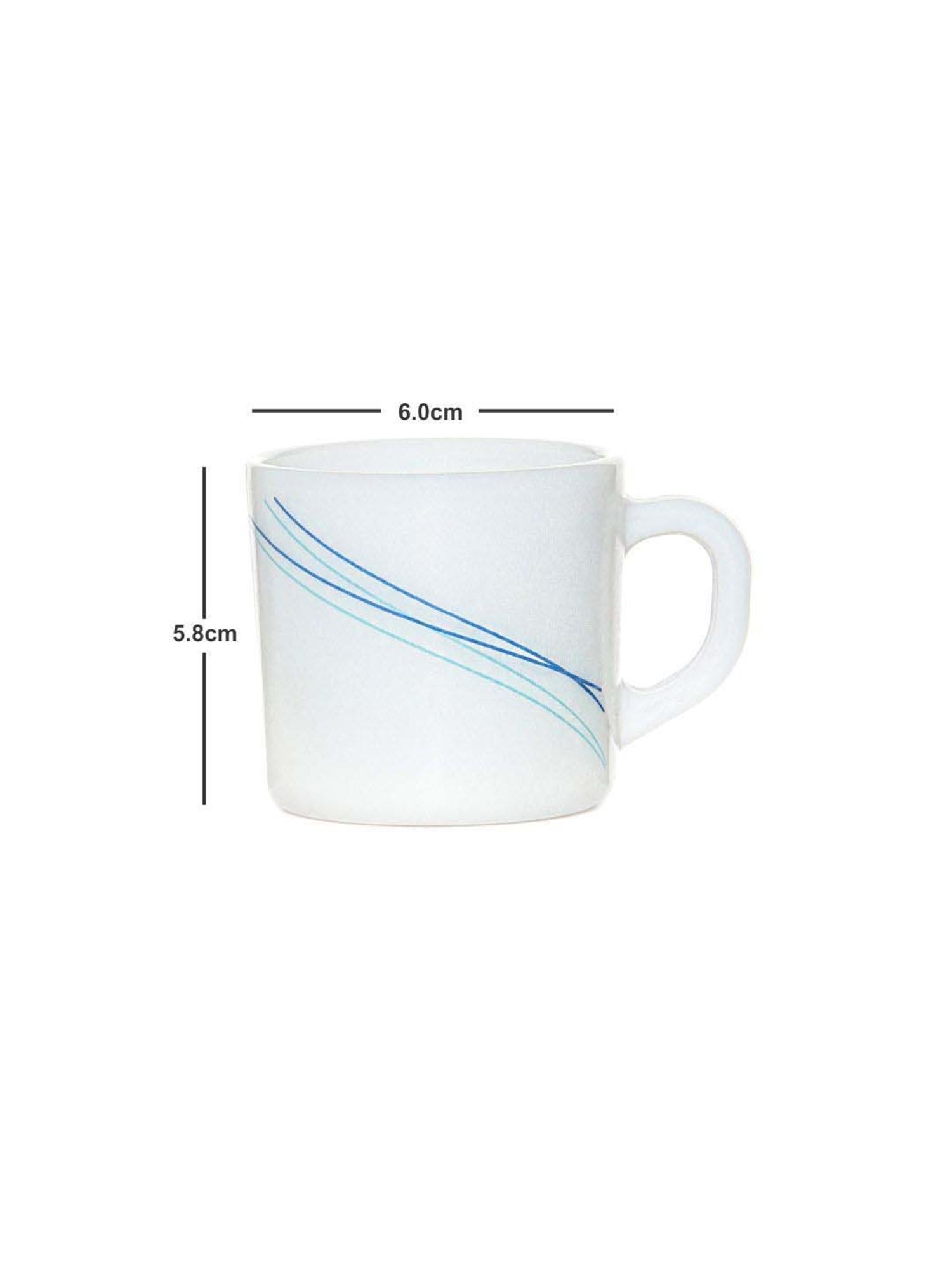 Cello White & Blue Glass Coffee Mug (0.1 L) - Set of 12