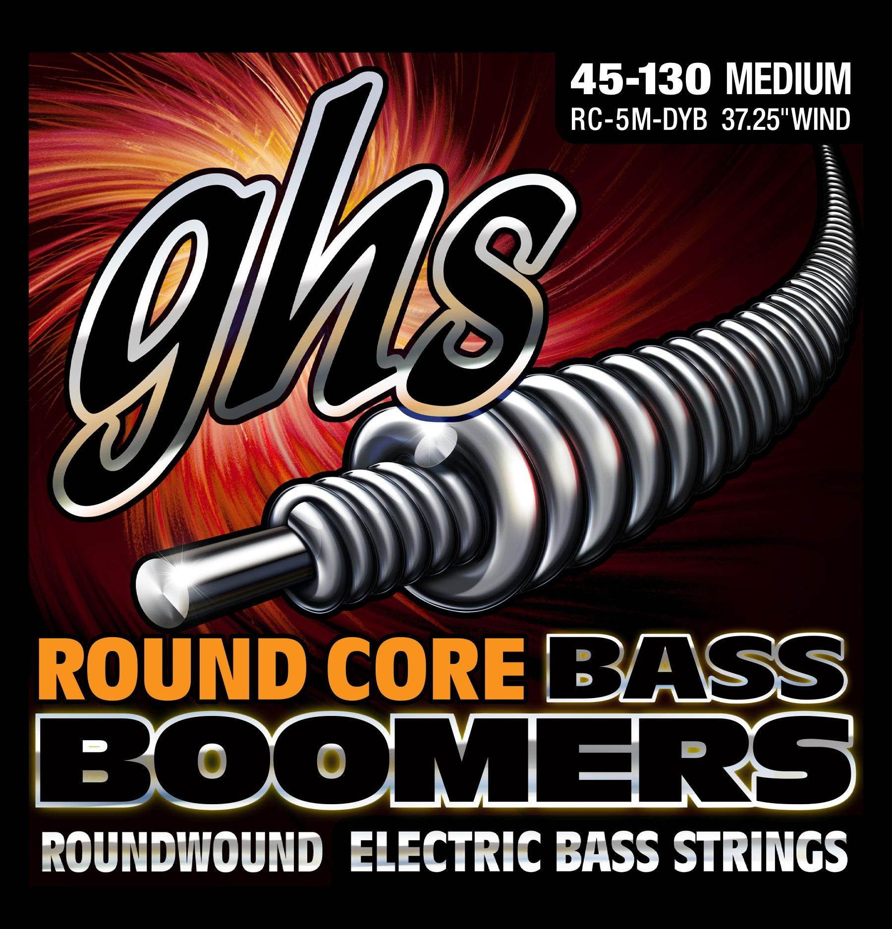 GHS RC-5M-DYB Round Core Bass Boomers Medium, 5 String, 45-130
