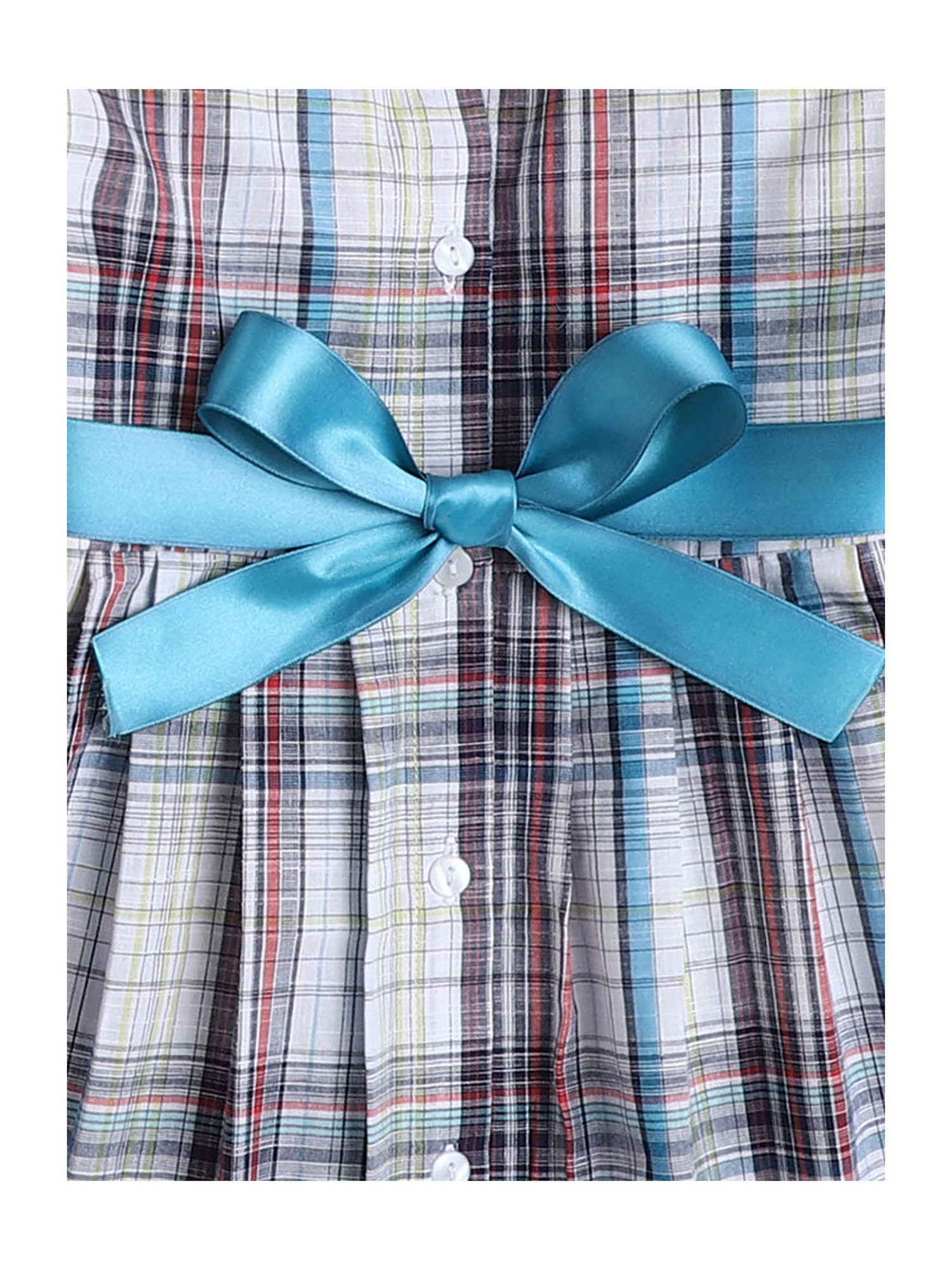The Magic Wand Kids Multicolor Checks Dress with Belt