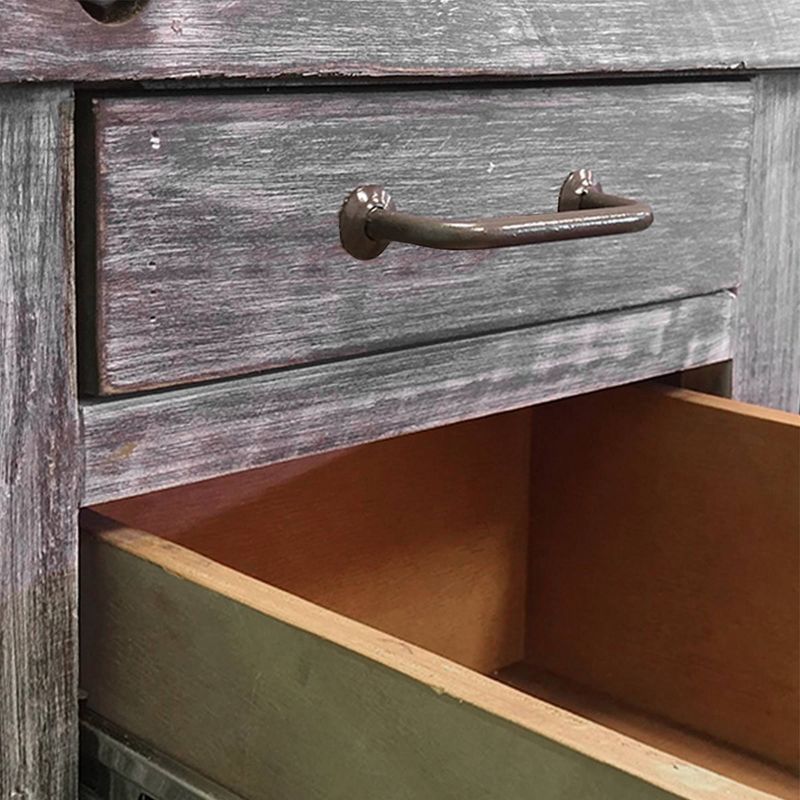 61" 4 Drawer Wooden Home Office Desk with Sled Leg Support Distressed Brown - The Urban Port