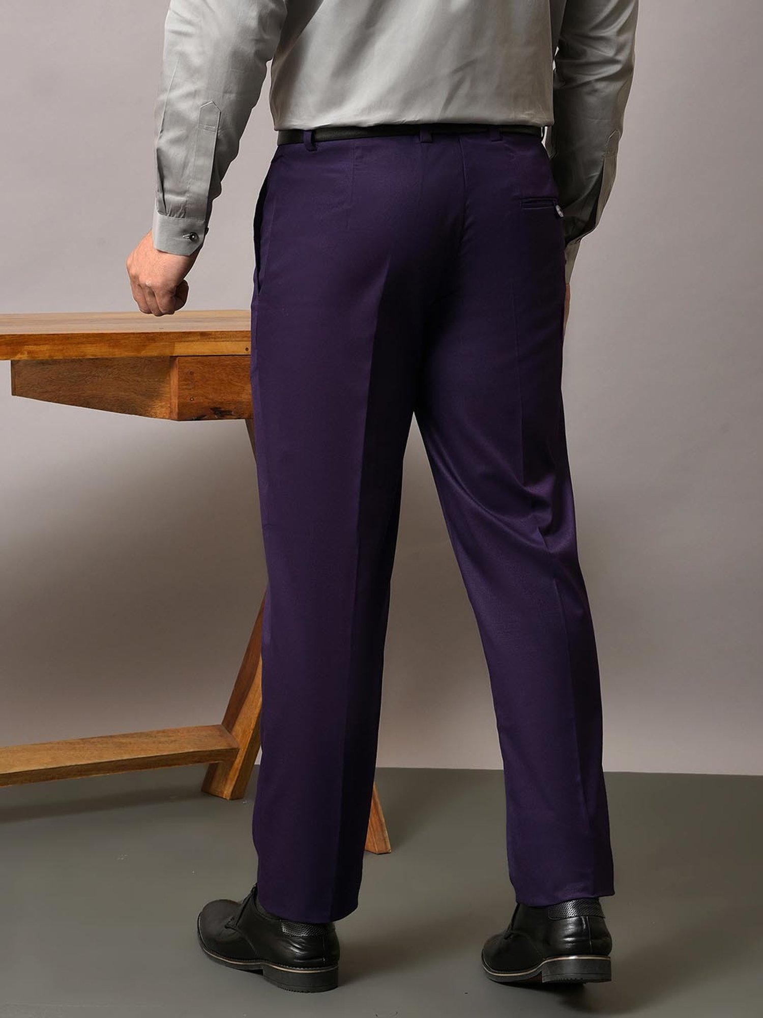 Hangup Purple Regular Fit Flat Front Trousers