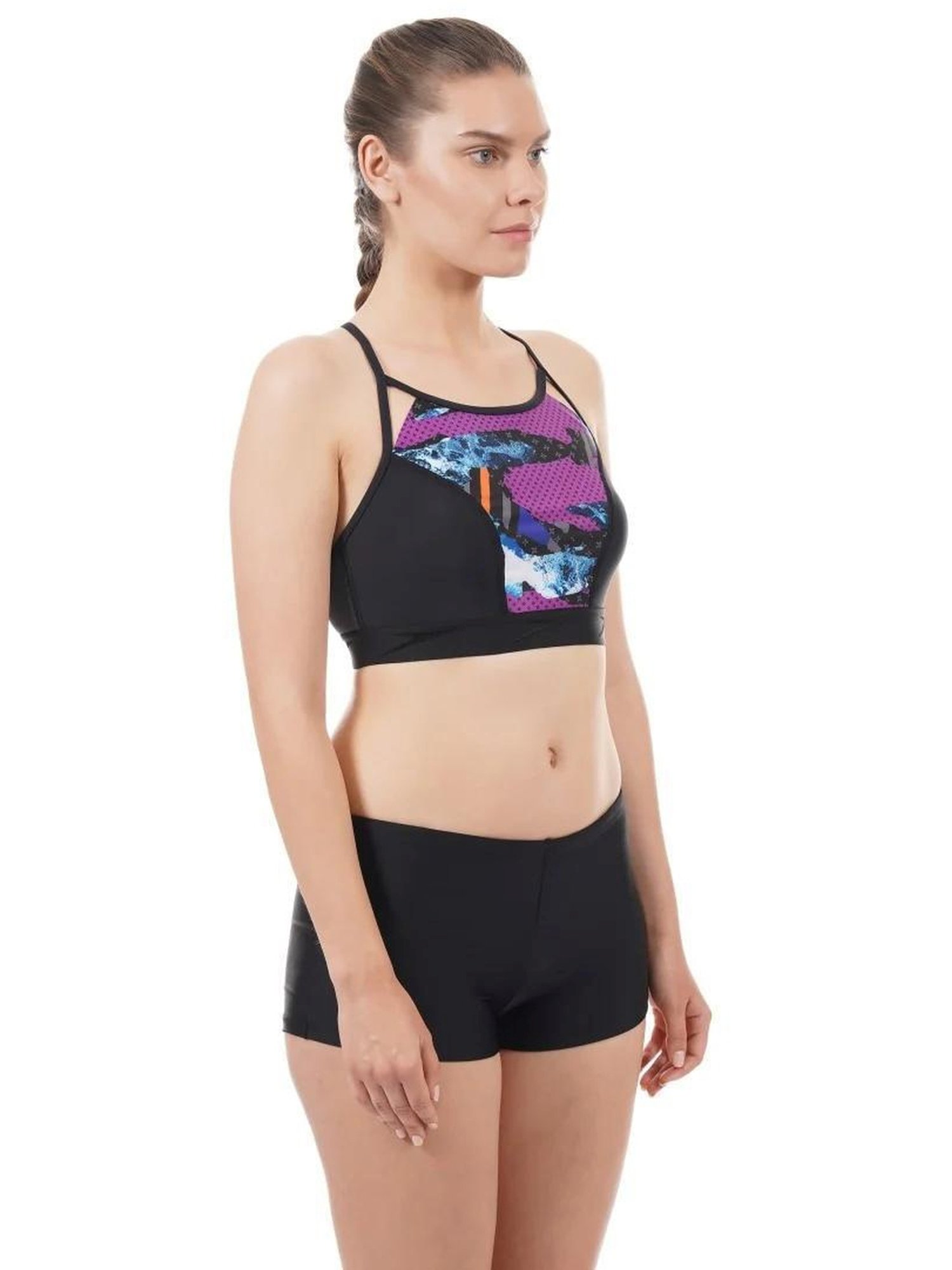 Speedo Black Printed Swimwear Top