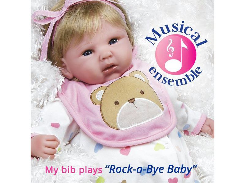 Paradise Galleries "Happy Teddy" Girl Reborn Baby Doll.  19" Great 1st Baby Doll That Comes With 3 Accessories.  Age 3+
