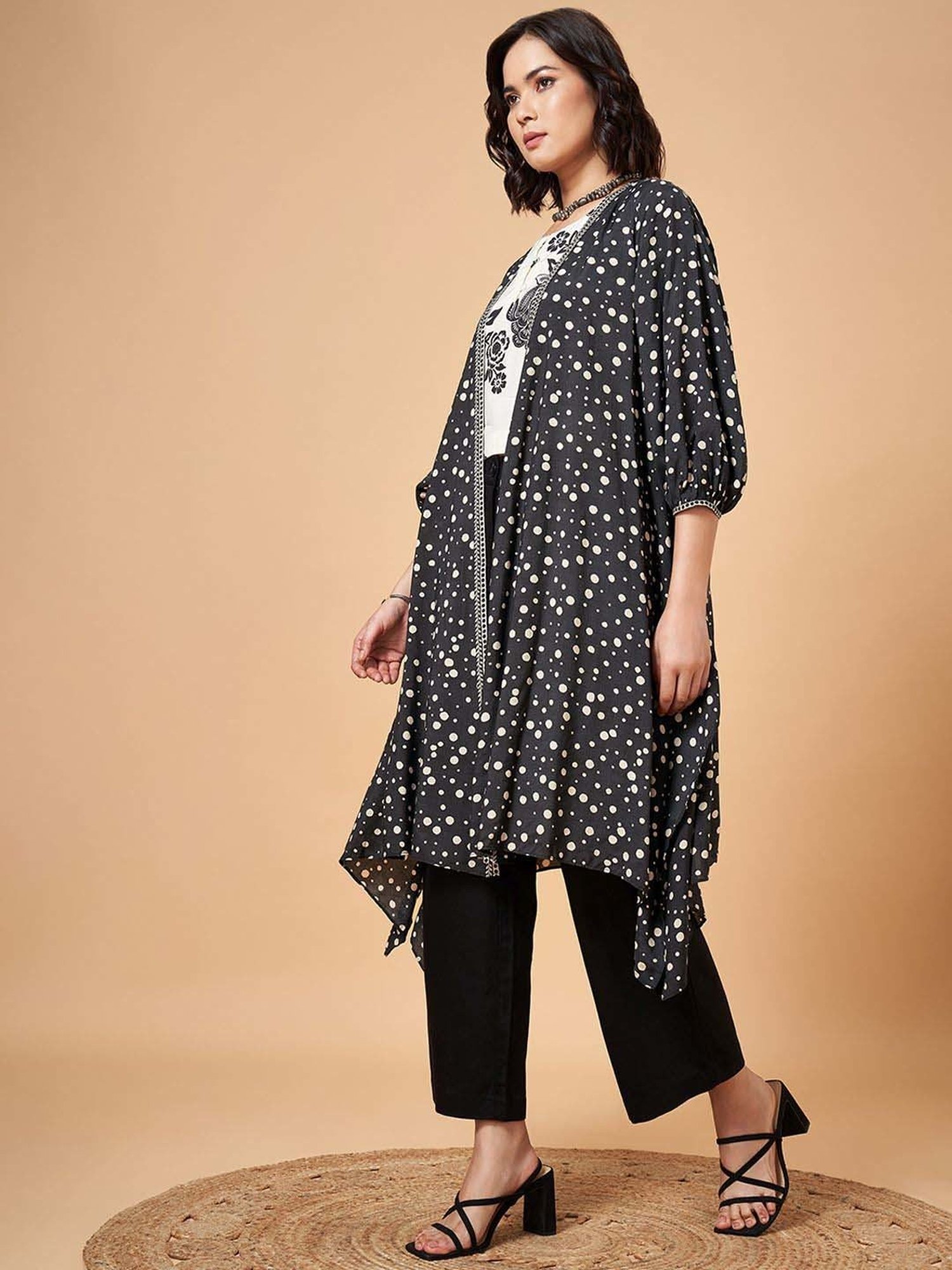 Marigold Lane Moonless Night Printed Long Cape