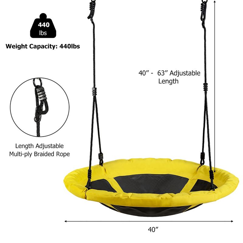 Costway 40'' Flying Saucer Round Tree Swing Kids Outdoor Play Set Gift w/Adjustable Ropes