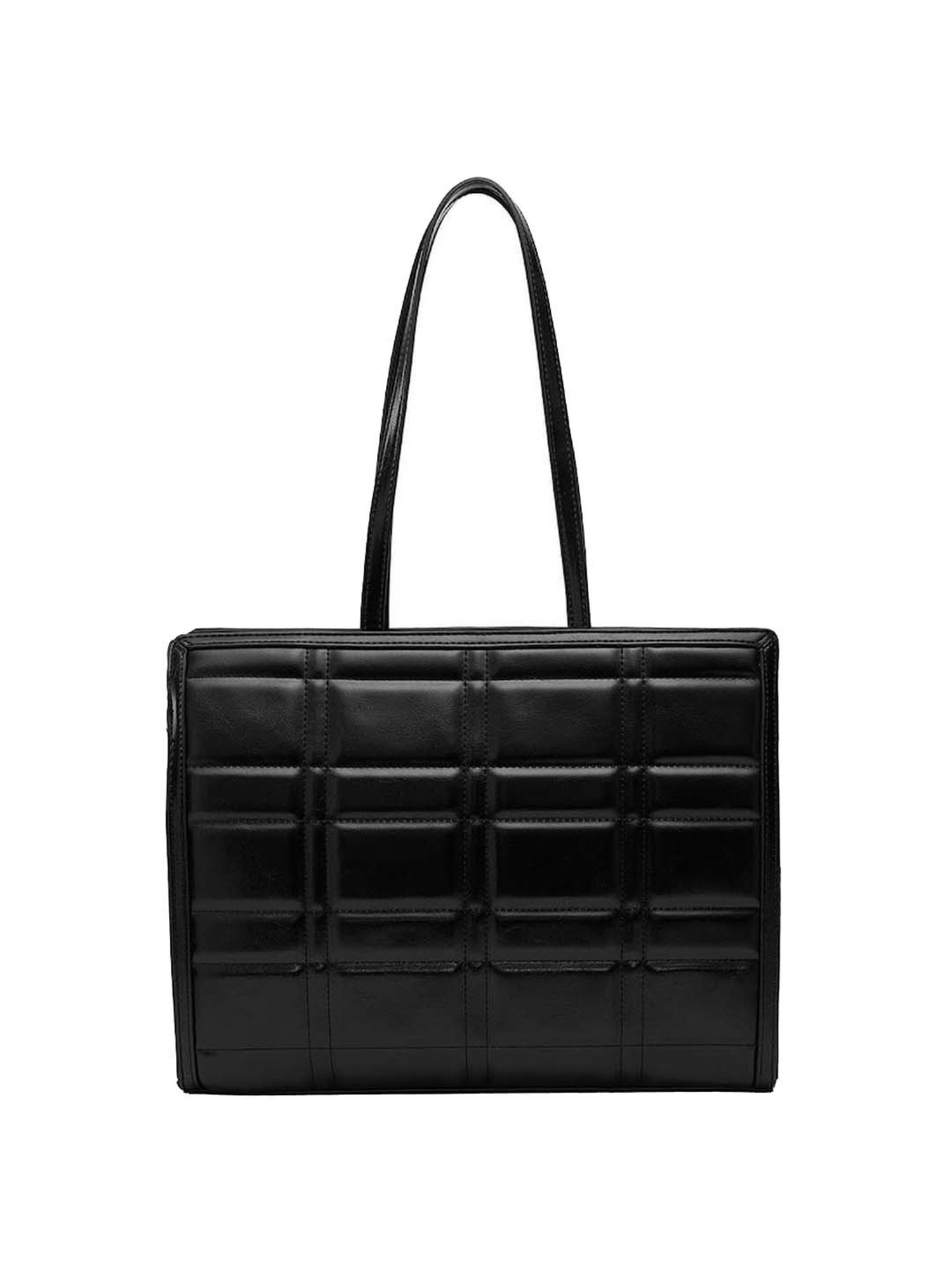 Miraggio Black Quilted Large Tote Handbag