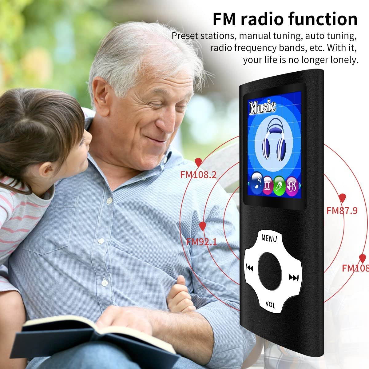 MYMAHDI MP3/MP4 Music Player with 16 GB Memory Card(Expandable Up to 128GB),Supporting Photo Viewer,Voice Recorder,FM Radio,E-Book Earphone Provided Color Black