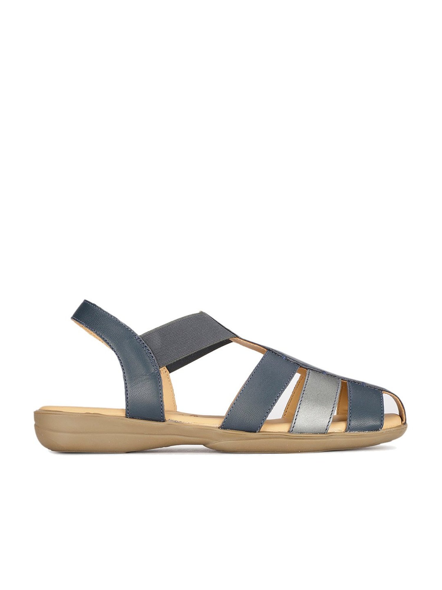 Scholl by Bata Women's STELLA FM Blue Ankle Strap Wedges