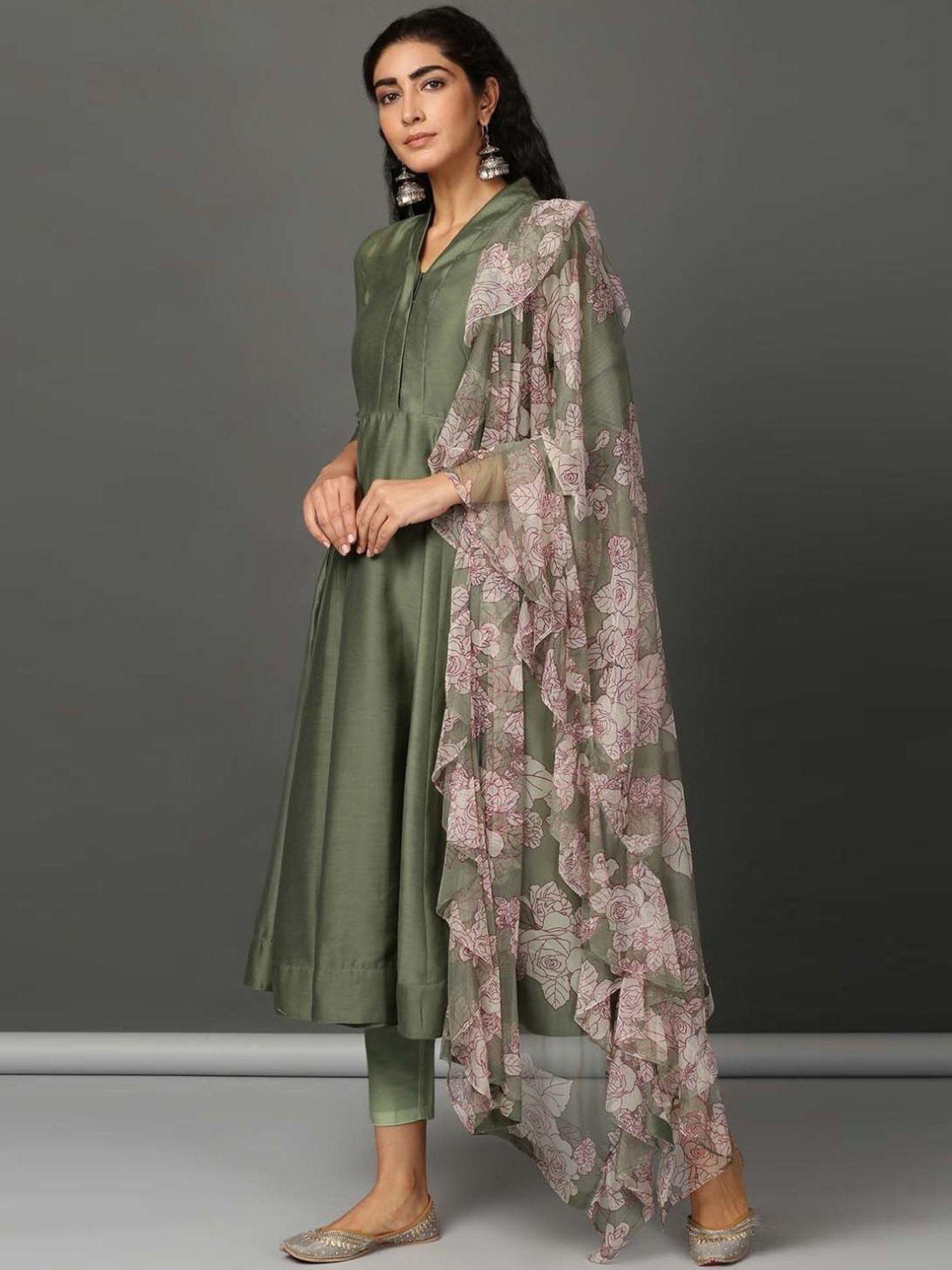 Nuhh Green Capri Breeze Kurta and Pant Set with Dupatta