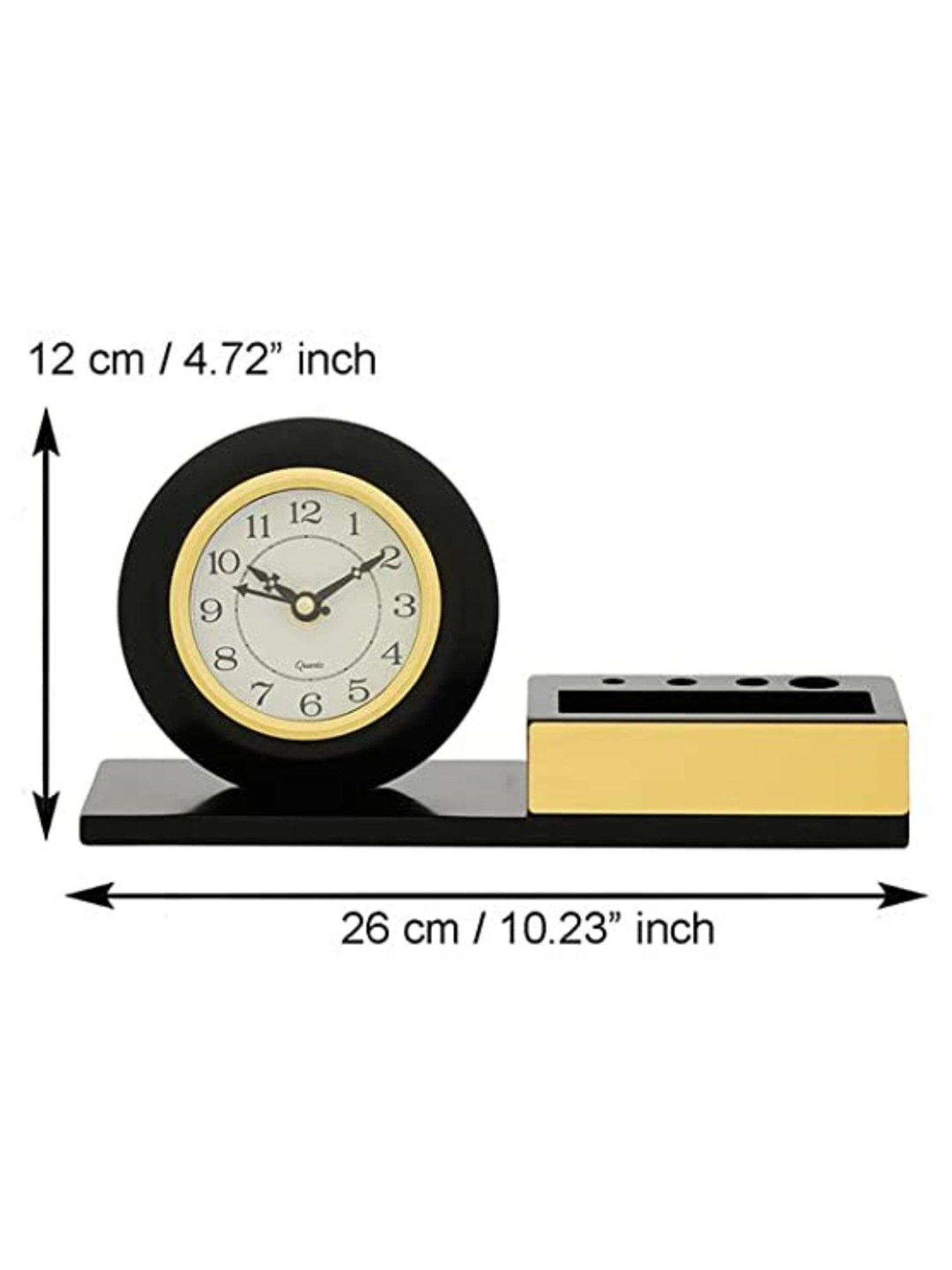 CHRONIKLE Black Wood Table or Desk Clock