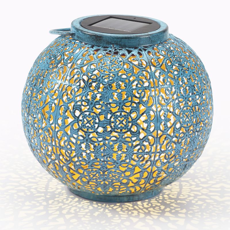 Riad 7" H Solar LED Outdoor Lantern - Blue - Smart Solar