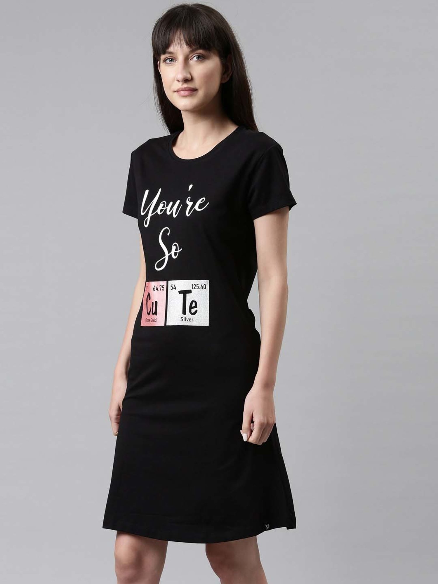 TWIN BIRDS Black Printed Sleep Tee