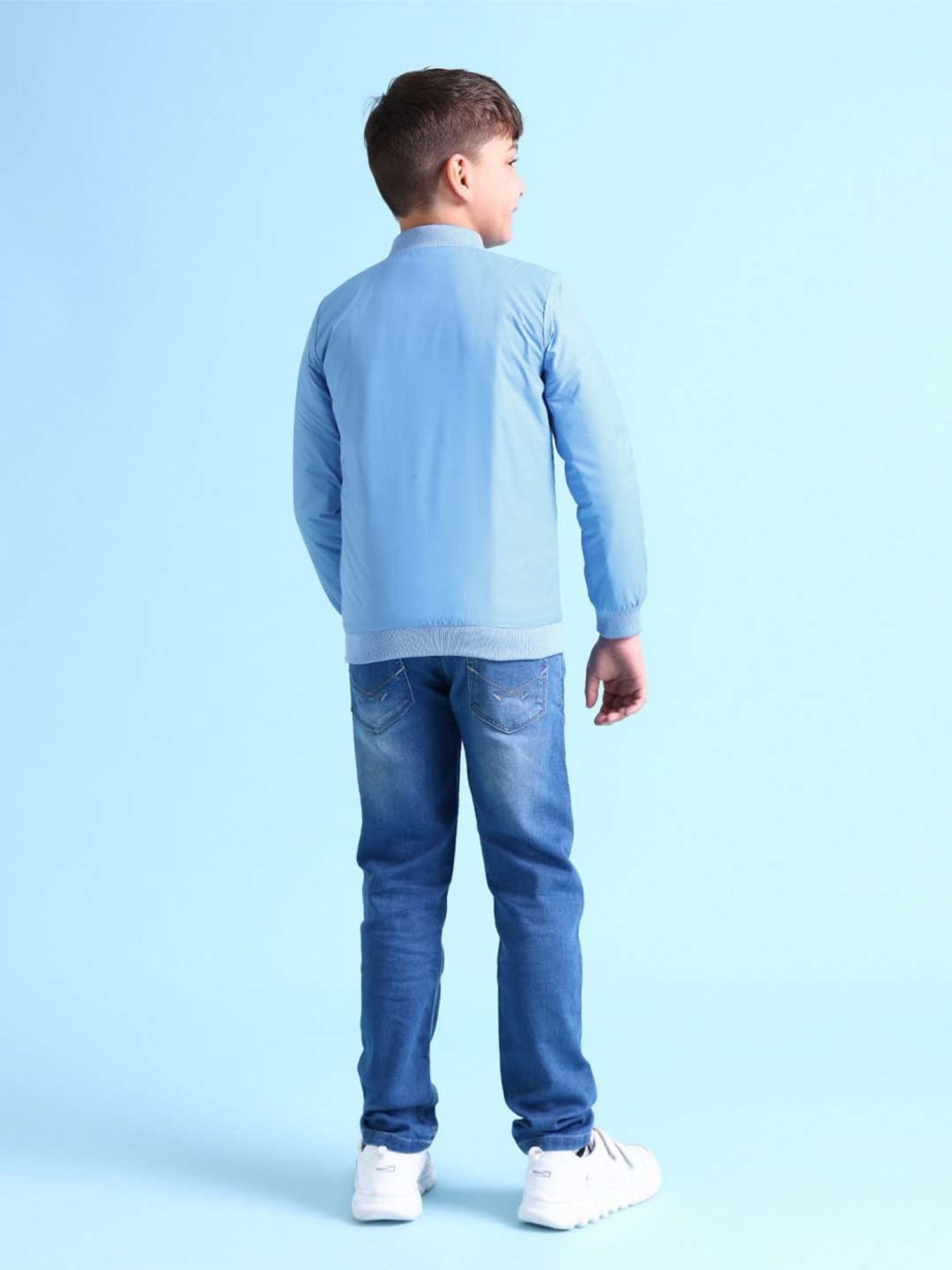 Allen Solly Junior Navy & Green Color Block Full Sleeves Jacket